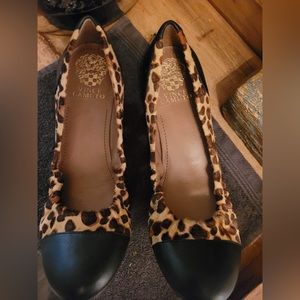 Vince Camuto leather flats, used once, great shoes.